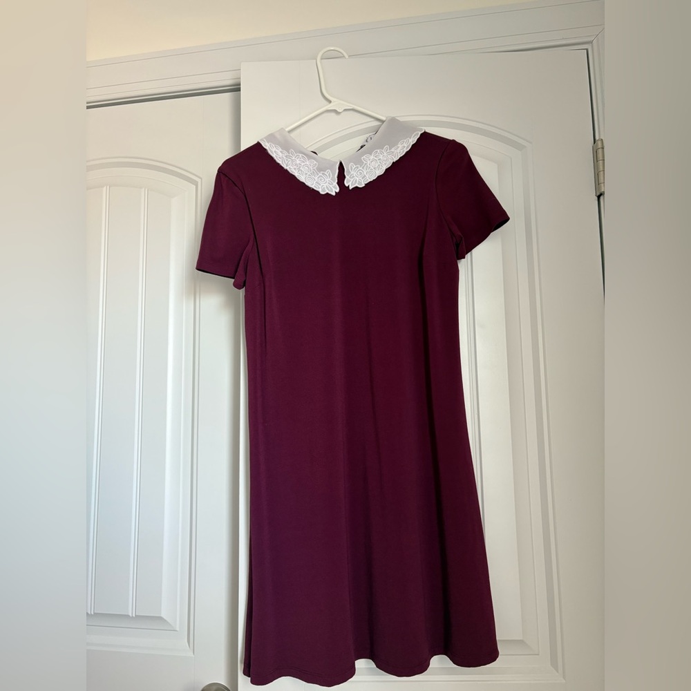 Elle Burgundy and White Dress